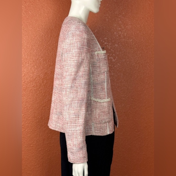 Tahari ASL Metallic Boucle Jacket Light Pink Size 12 - Picture 6 of 12